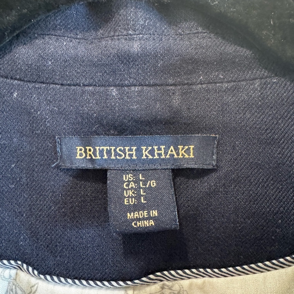 British Khaki Navy Linen Blend Blazer Women’s Large Single Button Career Jacket - Picture 5 of 6